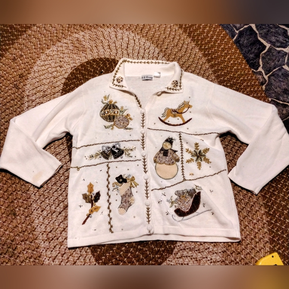 BP Designs Gold Sequin Christmas Sweater VINTAGE